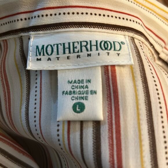 Motherhood Maternity Striped Button Up Tie Belt Elastic Waist Top L Multicolor - Picture 9 of 11
